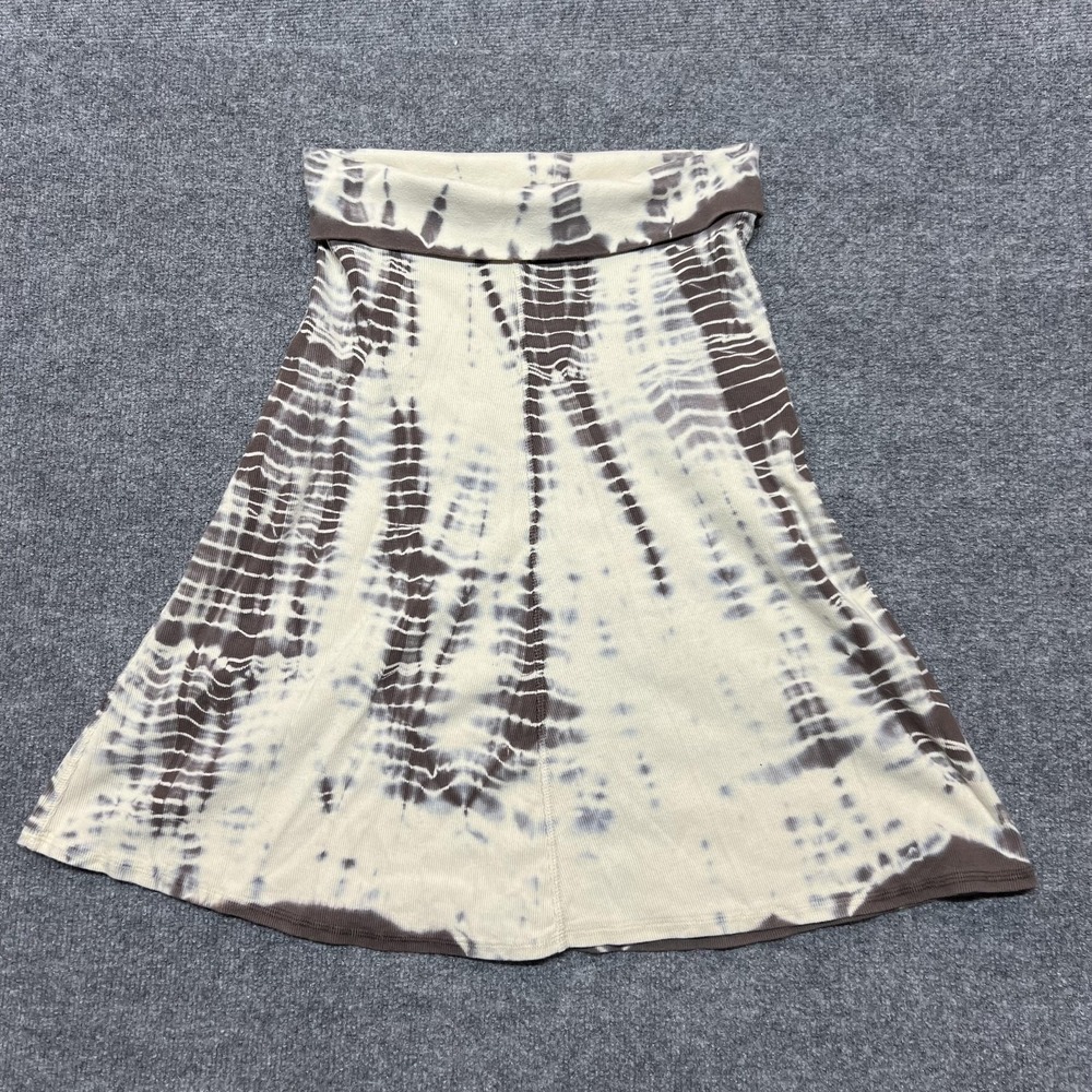 Hard Tail Forever Skirt Womens M White Brown Tie Dye A-Line Knit Pull On Casual
